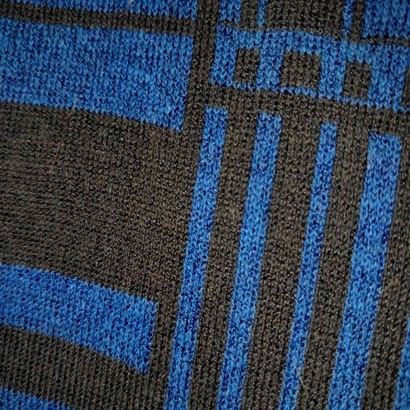 NWOT Lovely & Versatile Bar III Art Deco Knit Bodycon Dress Blue Black - Picture 3 of 6